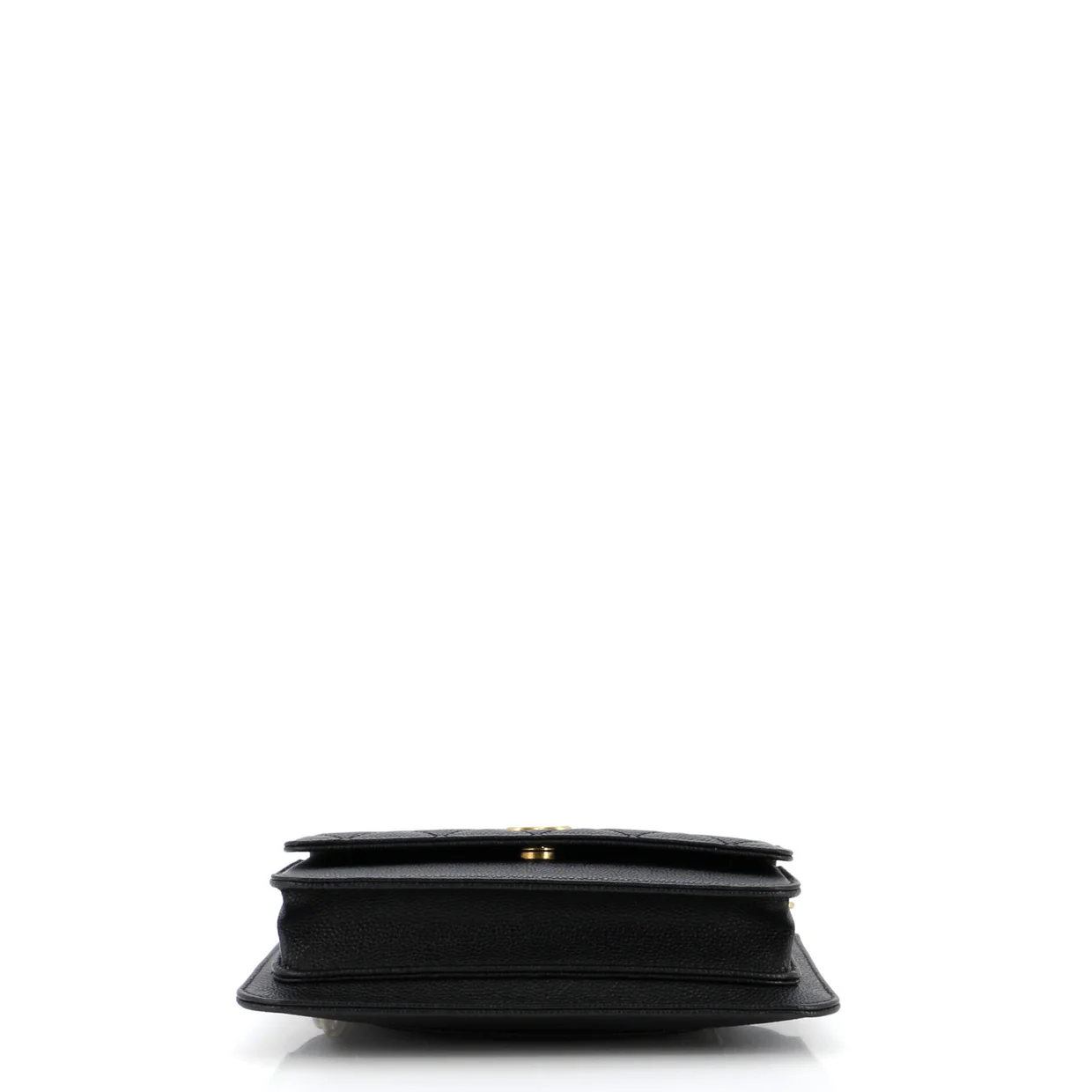 CC Front Pocket Clutch with Chain Quilted Caviar Small - Deep Luxury