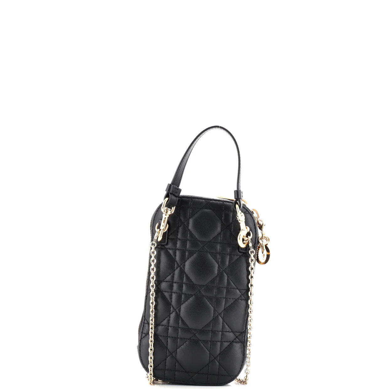Lady Dior Phone Holder on Chain Cannage Quilt Lambskin - Deep Luxury