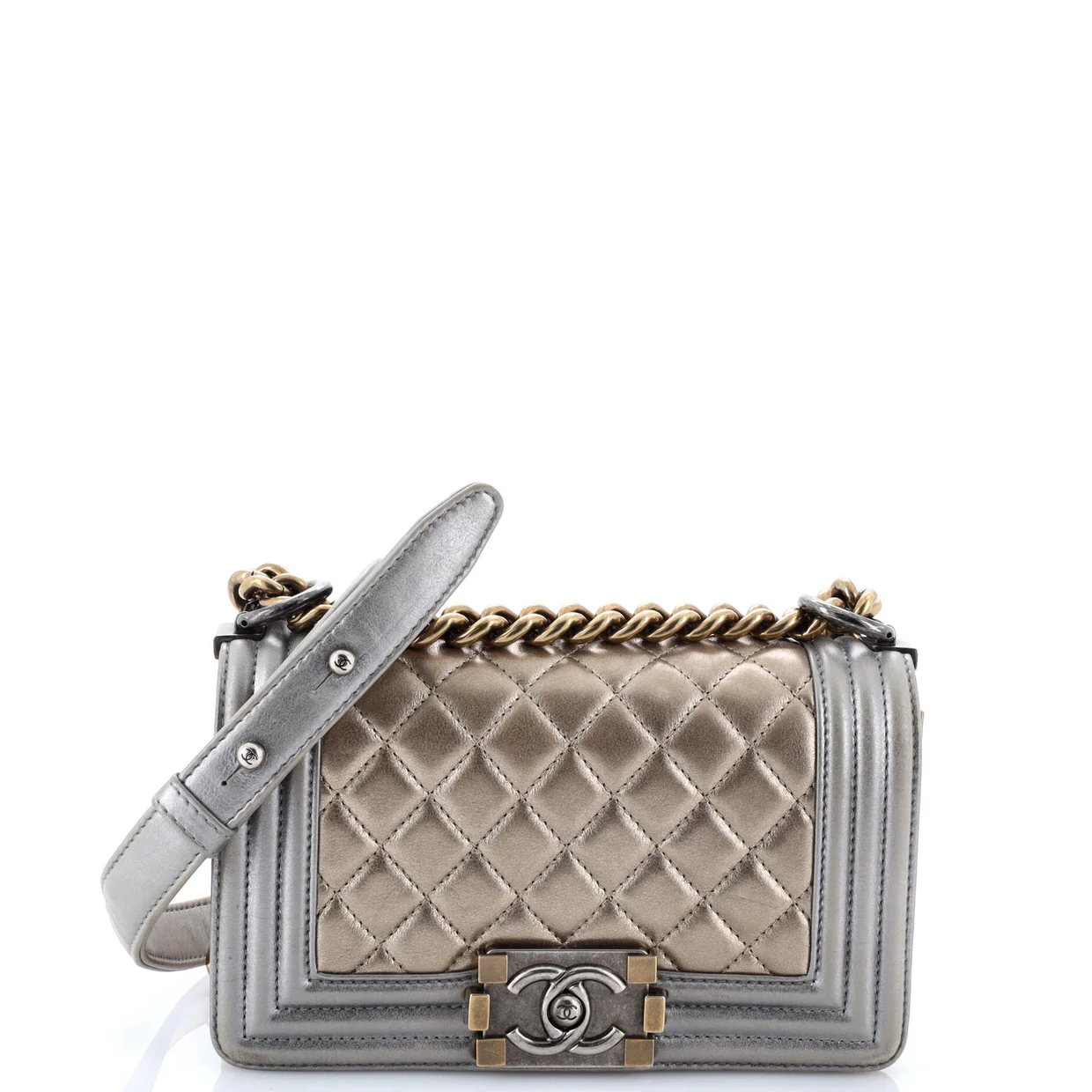 Boy Flap Bag Quilted Metallic Calfskin Small - Deep Luxury