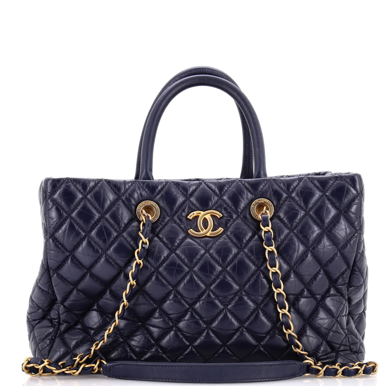 Coco Handle Shopping Tote Quilted Aged Calfskin Medium - Deep Luxury