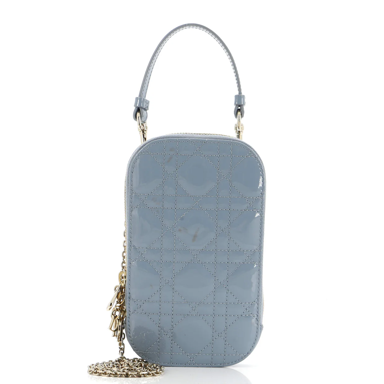Lady Dior Phone Holder on Chain Cannage Quilt Patent - Deep Luxury