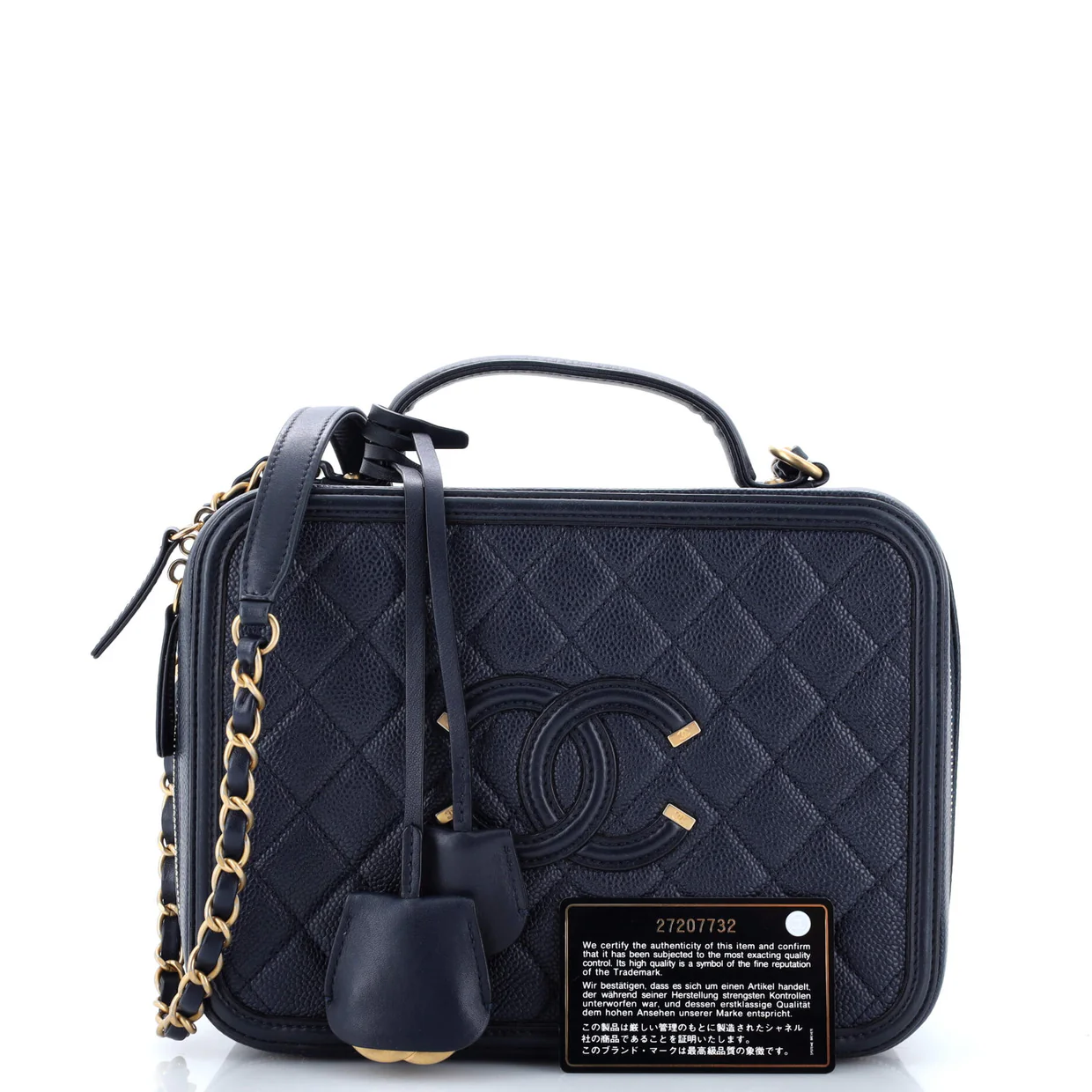 Filigree Vanity Case Quilted Caviar Large - Deep Luxury