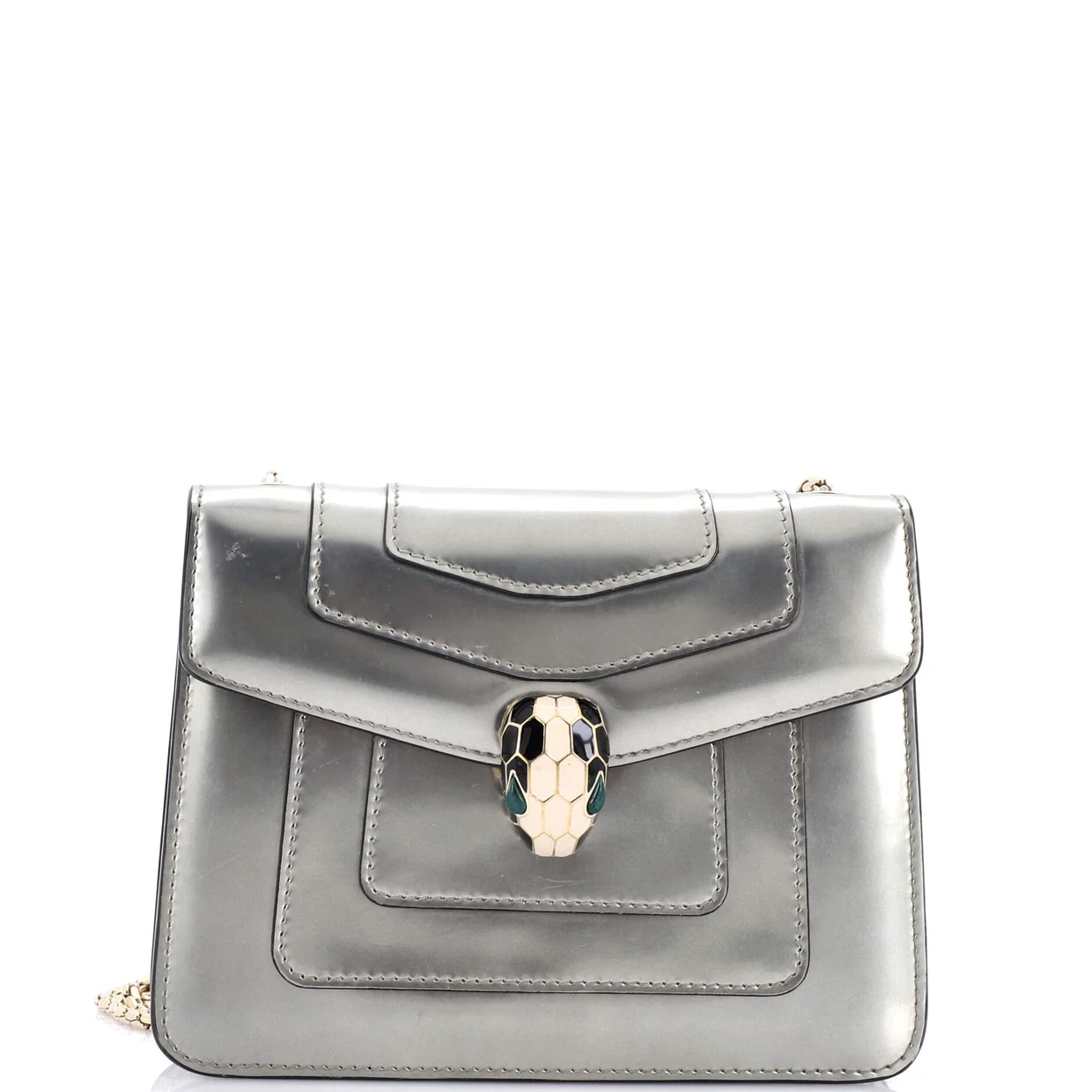 Serpenti Forever Square Shoulder Bag Metallic Leather Small - Deep Luxury