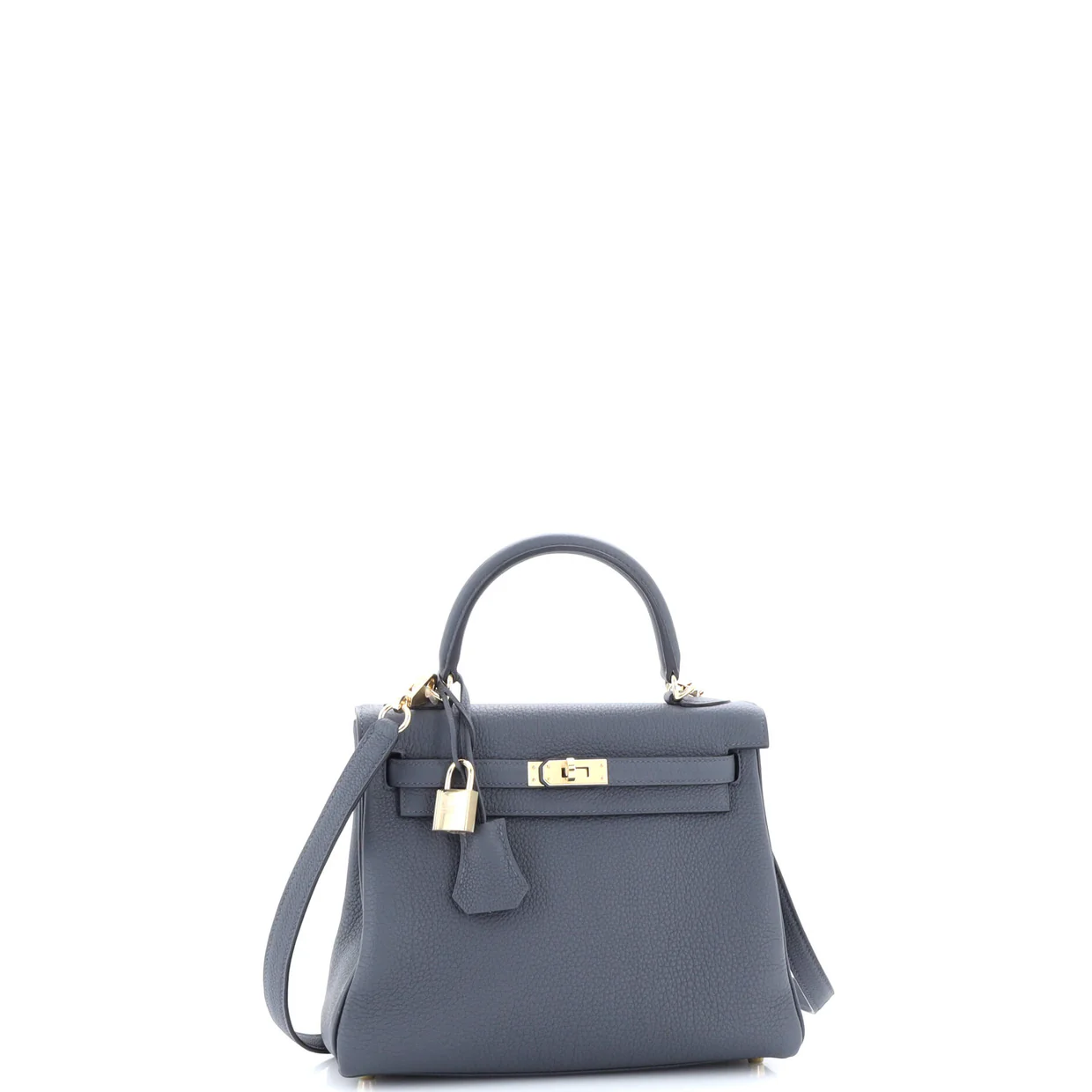 Kelly Handbag Grey Togo with Permabrass Hardware 25 - Deep Luxury