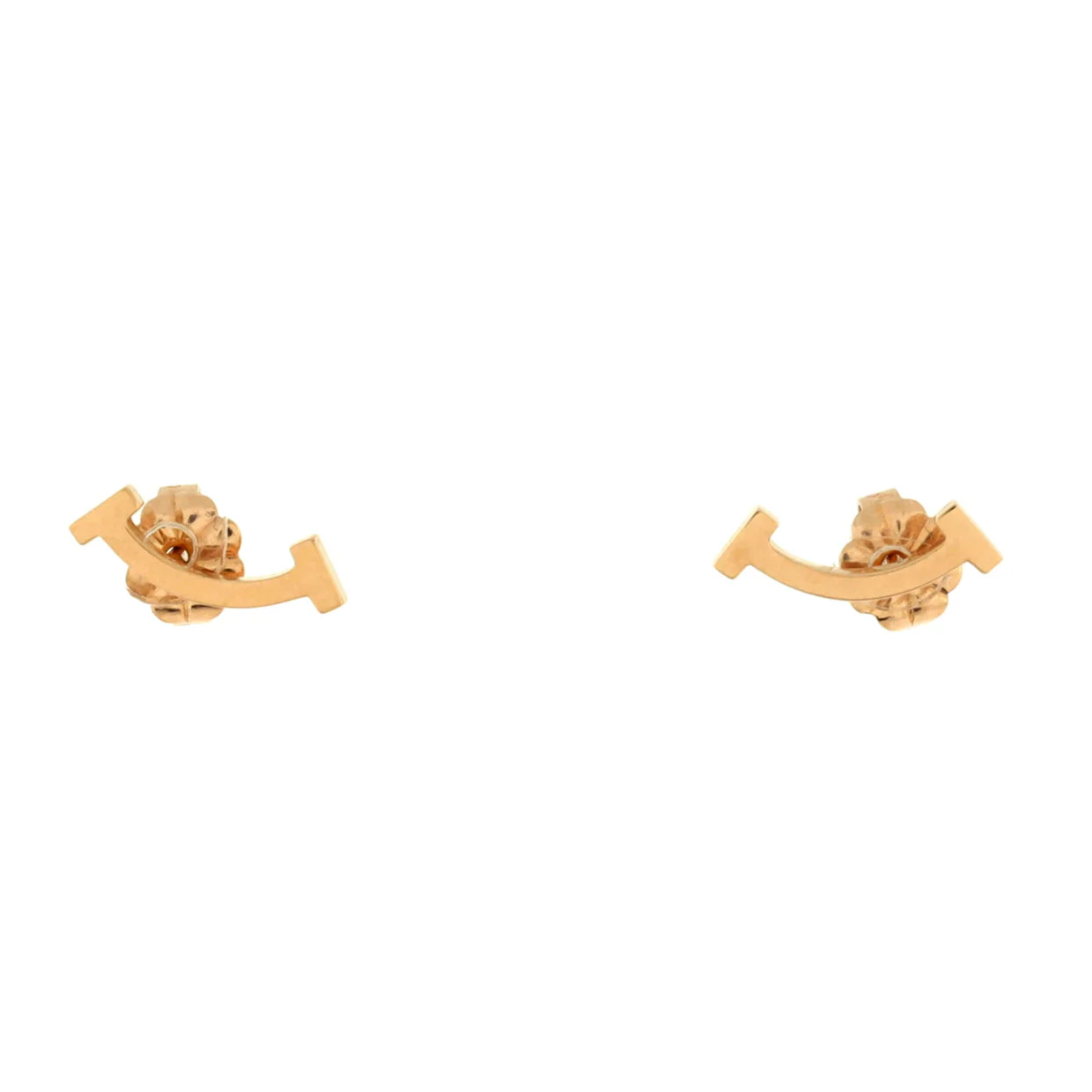 T Smile Stud Earrings 18K Rose Gold - Deep Luxury