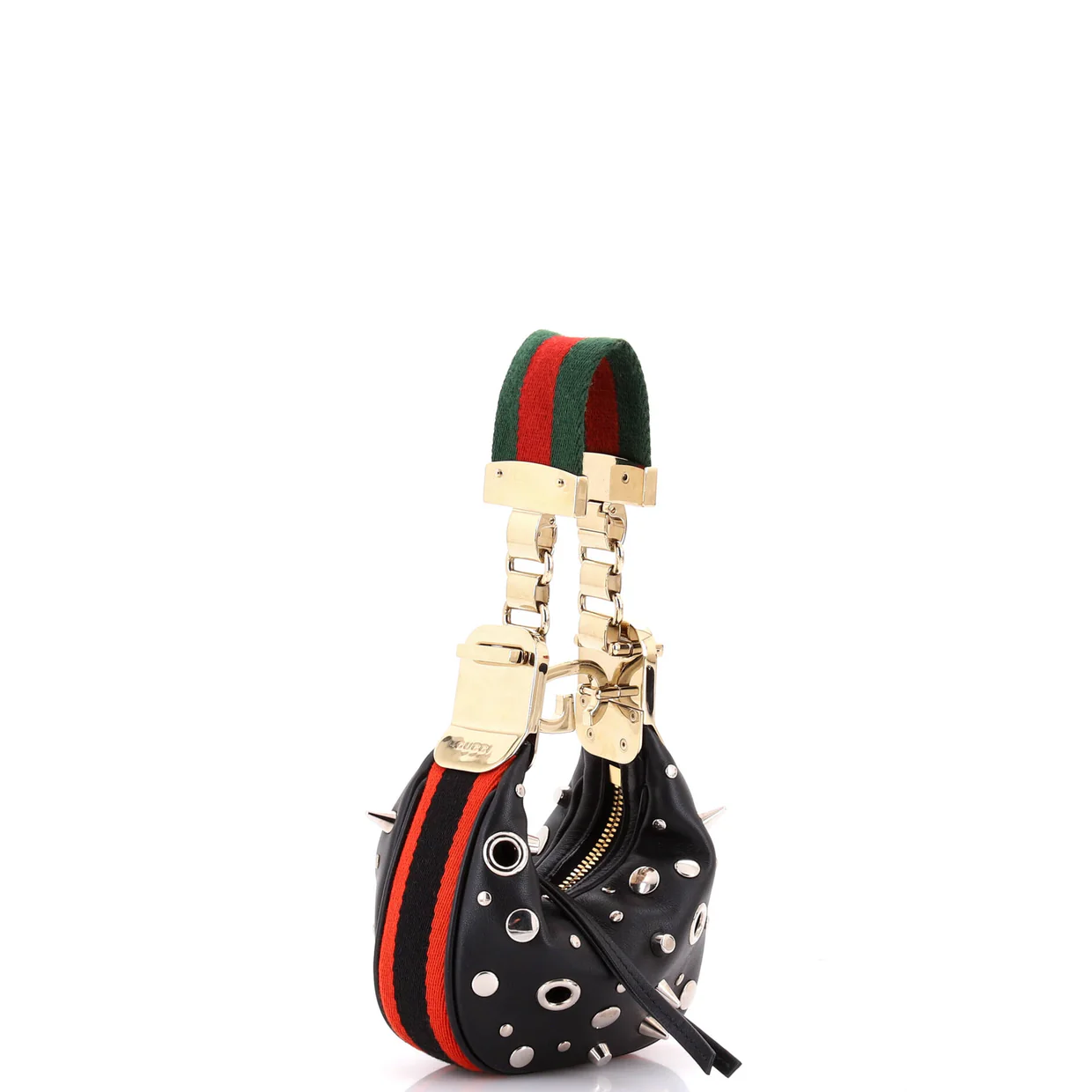 Attache Shoulder Bag Grommet Embellished Leather Mini - Deep Luxury