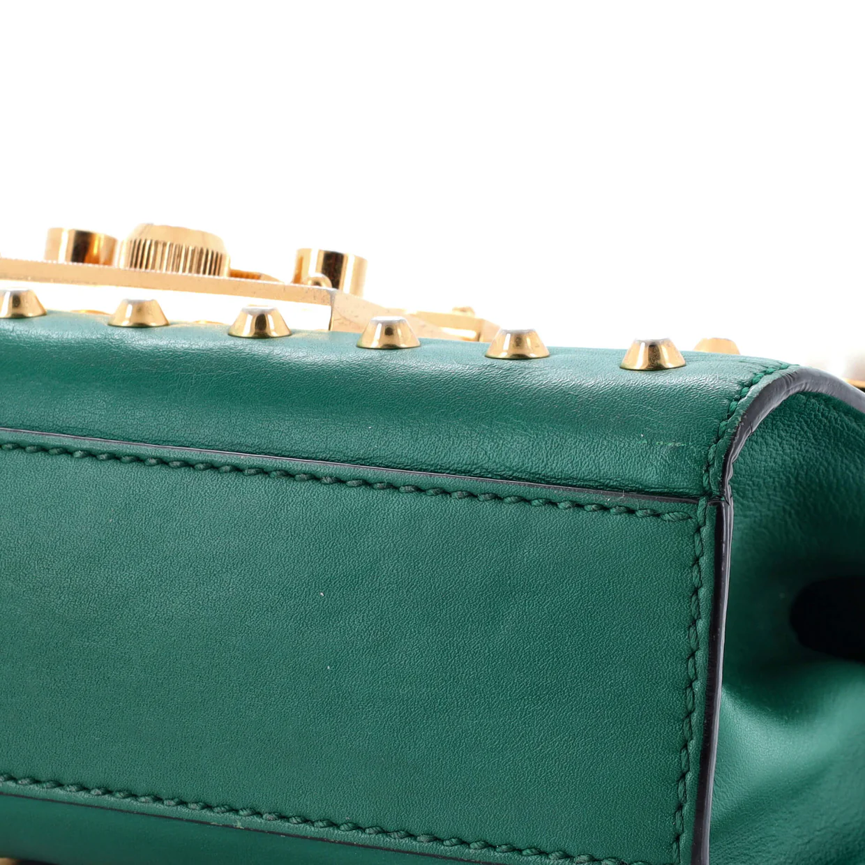 Pearly Padlock Shoulder Bag Studded Leather Small - Deep Luxury