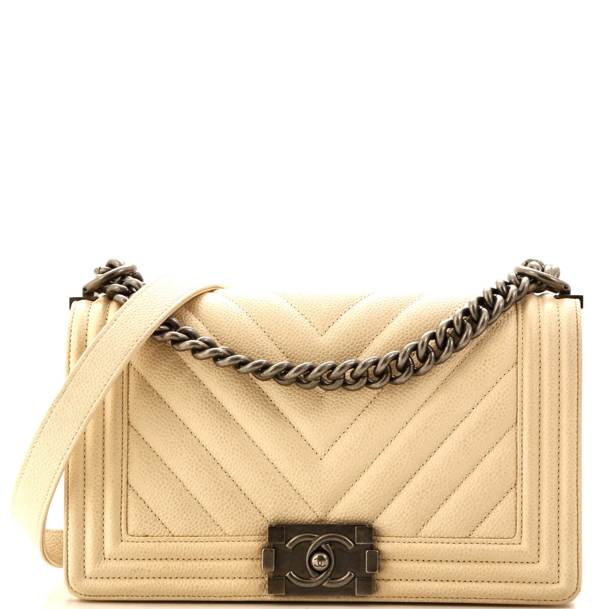 Boy Flap Bag Quilted Caviar Old Medium - Deep Luxury