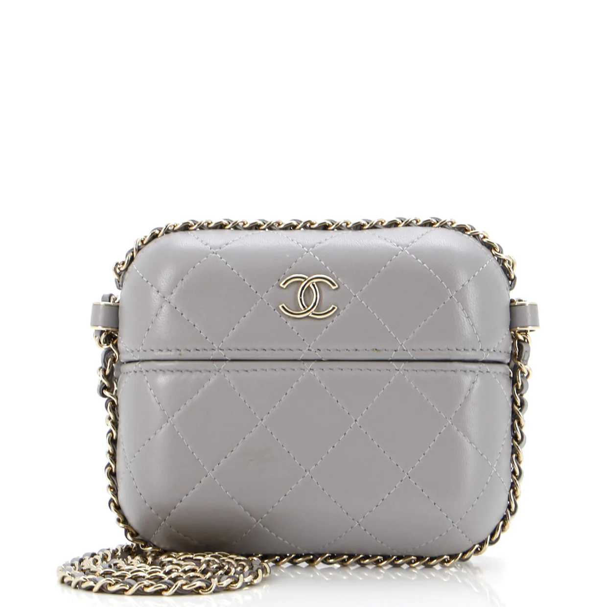 Chain Around Airpod Holder Box Crossbody Quilted Lambskin - Deep Luxury