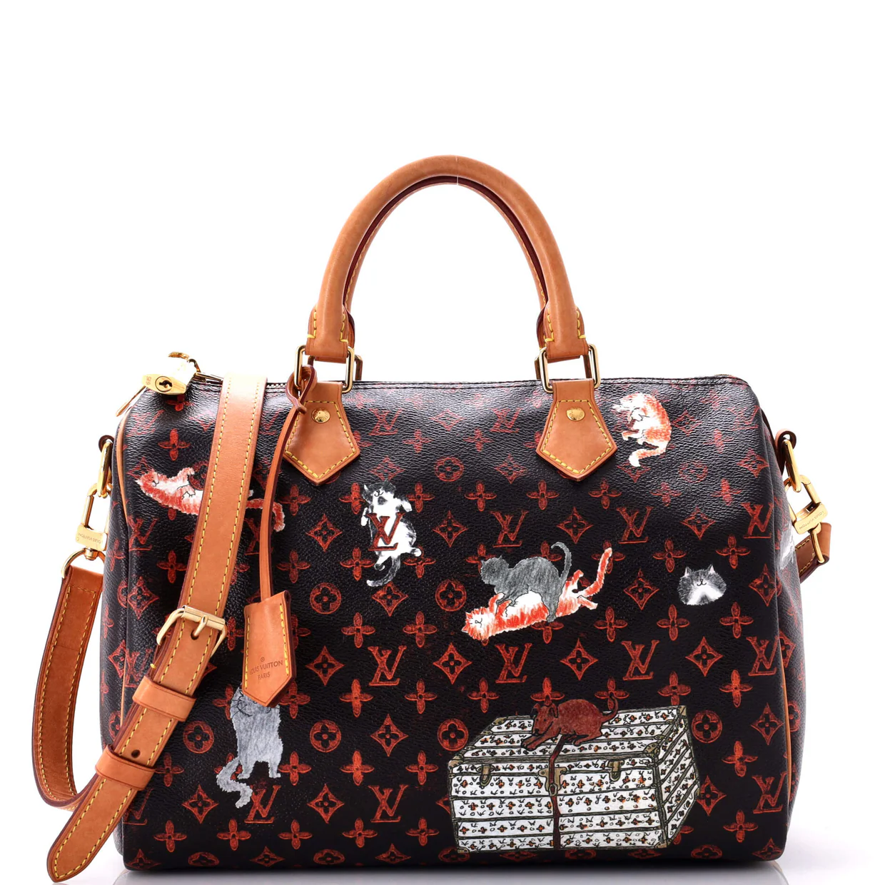 Speedy Bandouliere Bag Limited Edition Grace Coddington Catogram Canvas 30 - Deep Luxury