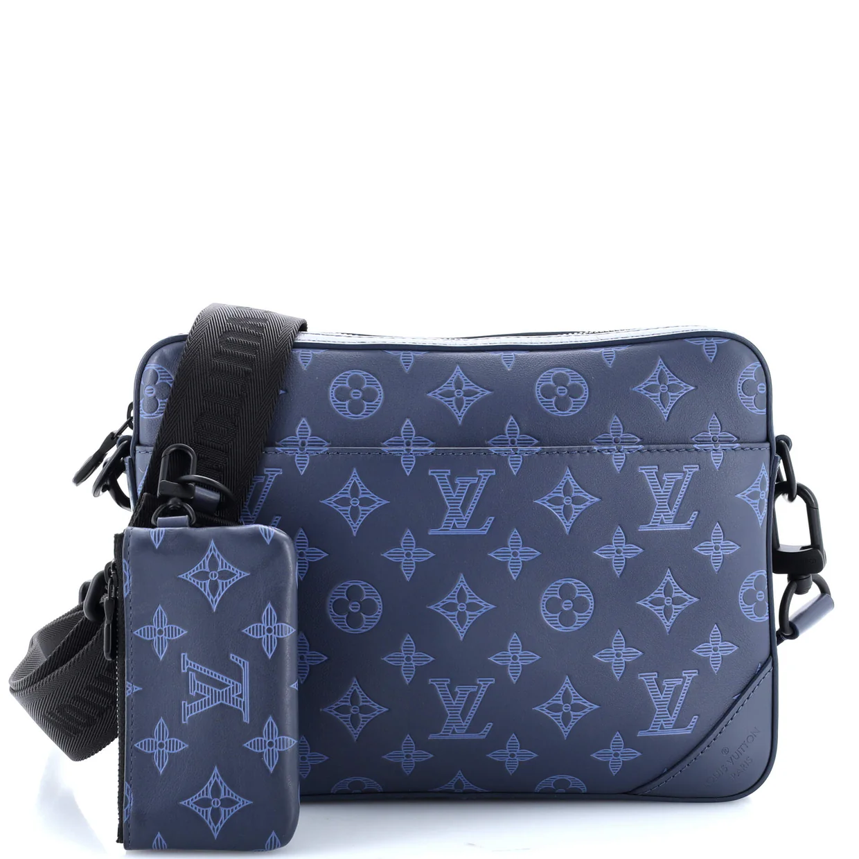 Duo Messenger Bag Monogram Shadow Leather - Deep Luxury