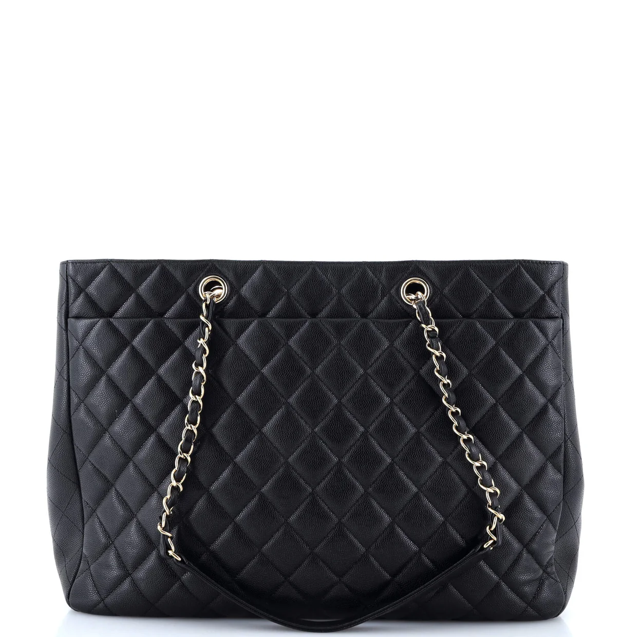 Classic CC Shopping Tote Quilted Caviar Large - Deep Luxury