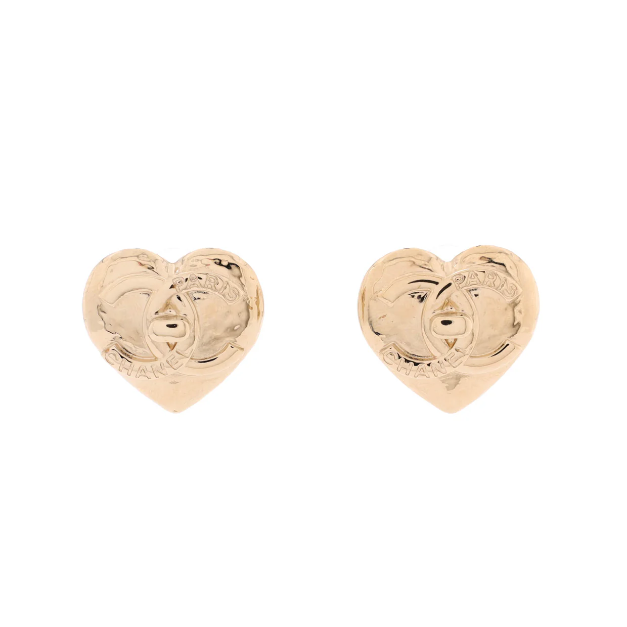CC Turnlock Heart Stud Earrings Metal - Deep Luxury