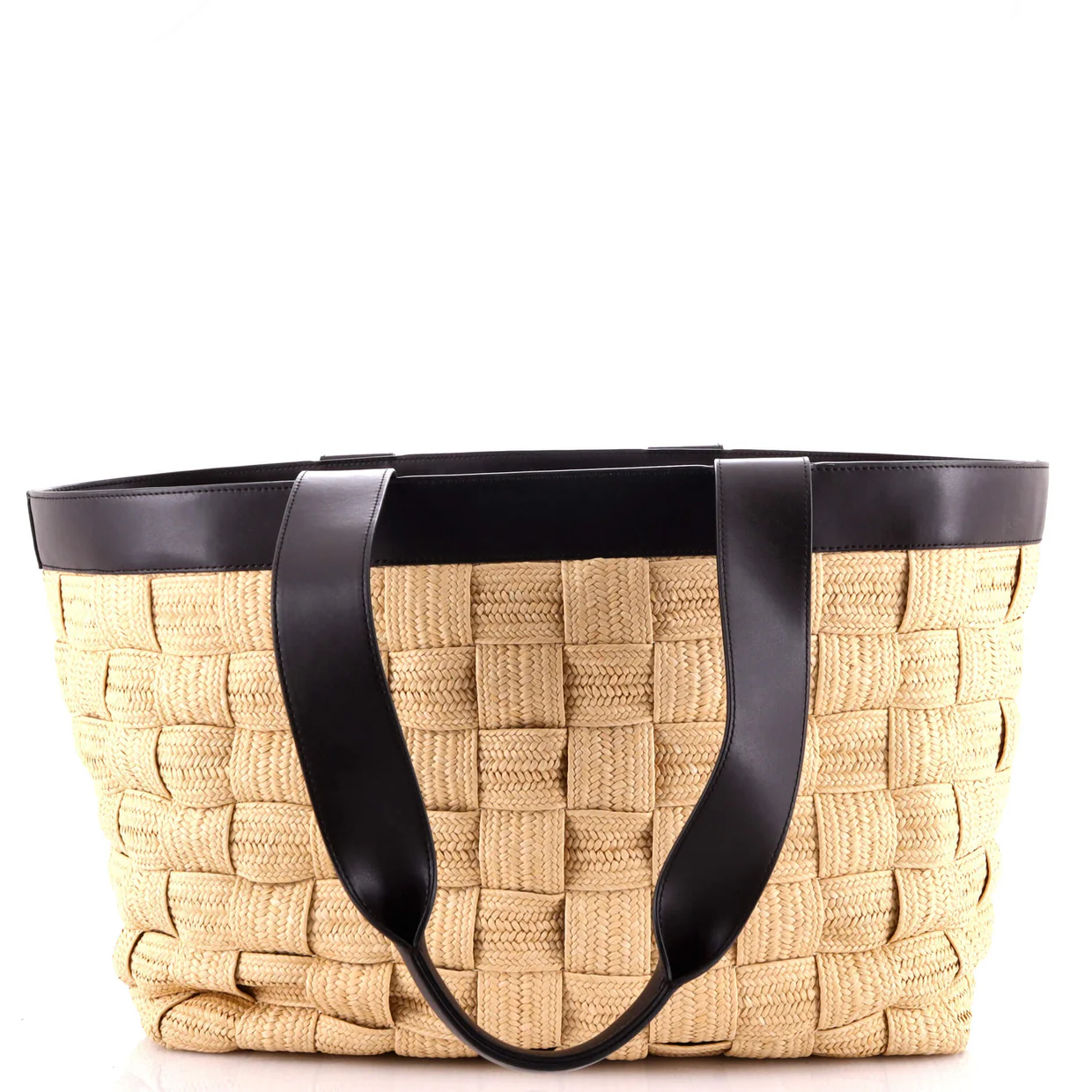 Cassette Tote Woven Raffia and Leather Large - Deep Luxury
