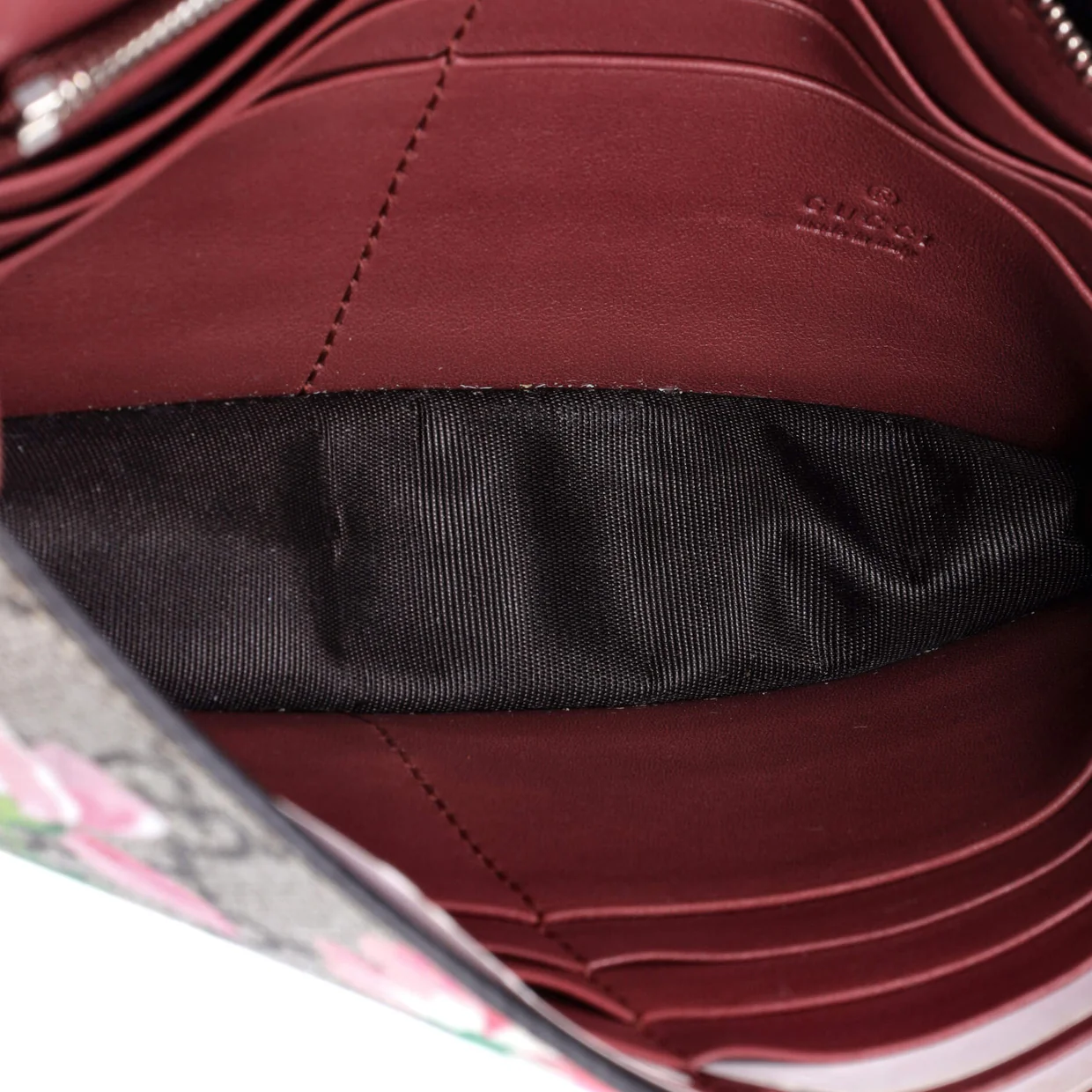 Chain Wallet Blooms Print GG Coated Canvas - Deep Luxury