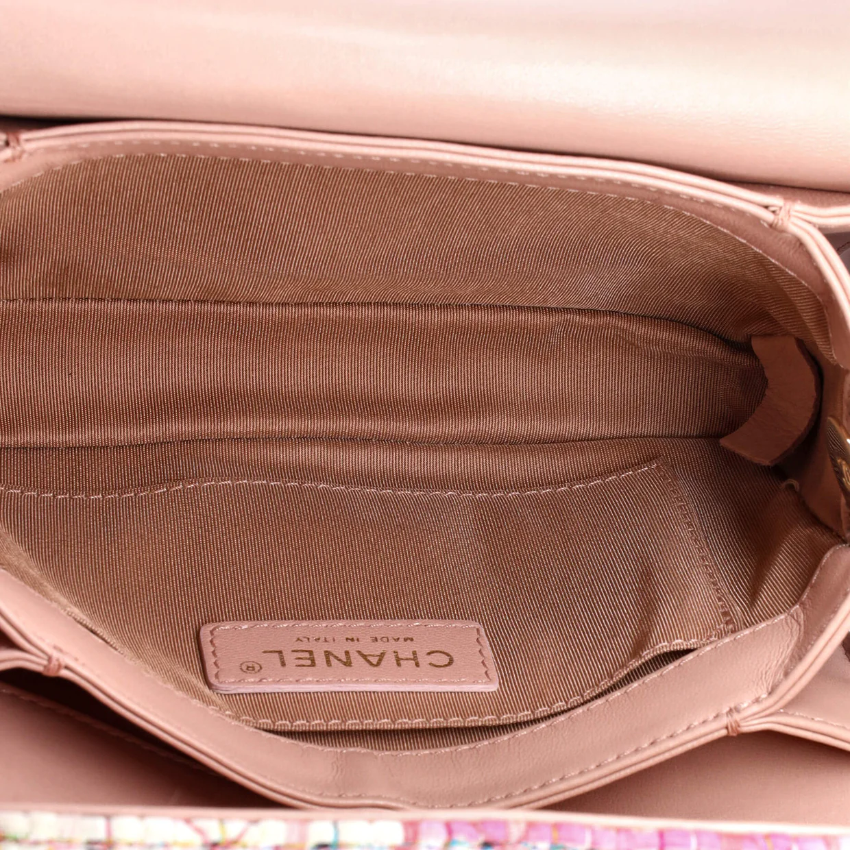 CC Stud Double Flap Bag Quilted Tweed with Leather Small - Deep Luxury