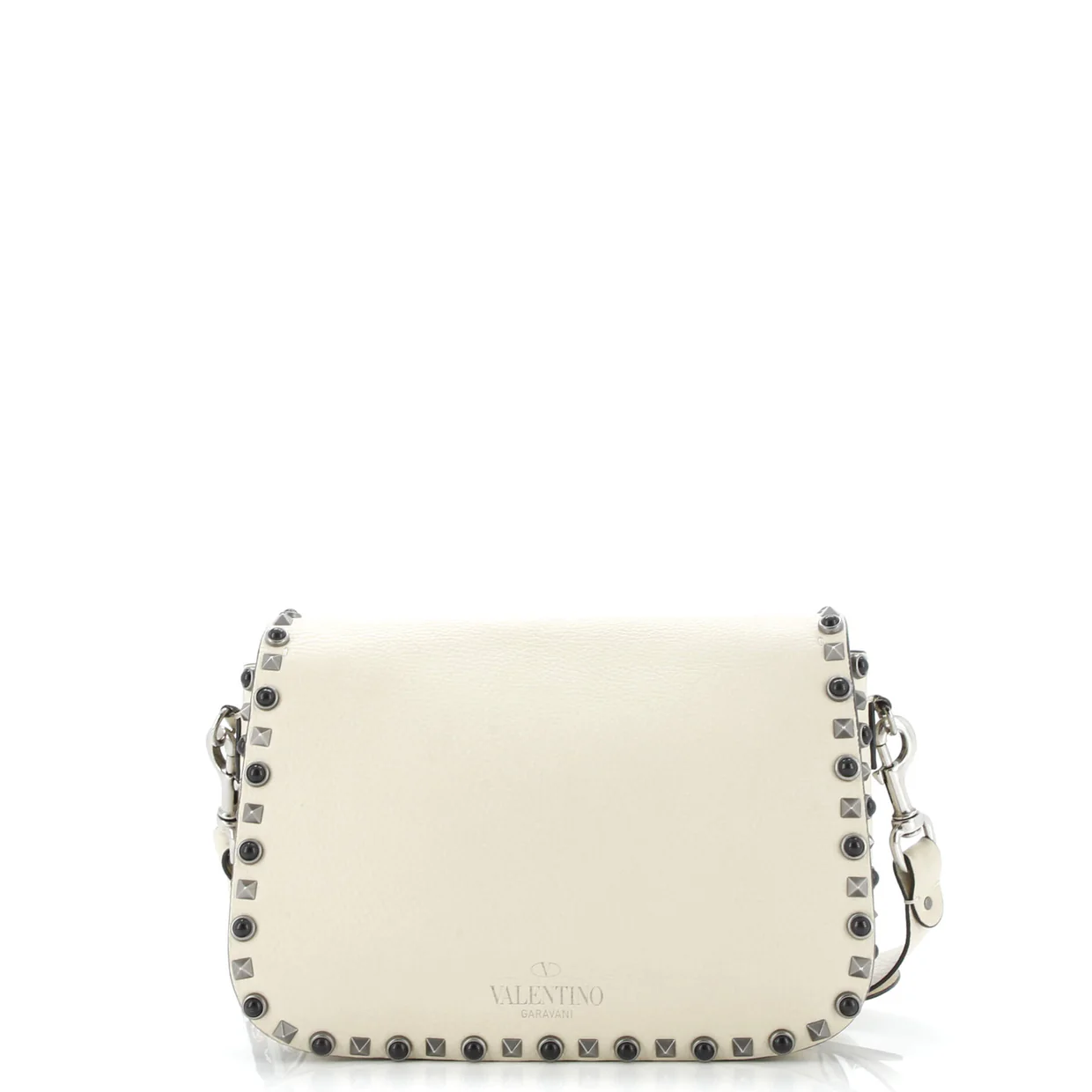 Rolling Rockstud Crossbody Bag Leather with Cabochons Medium - Deep Luxury