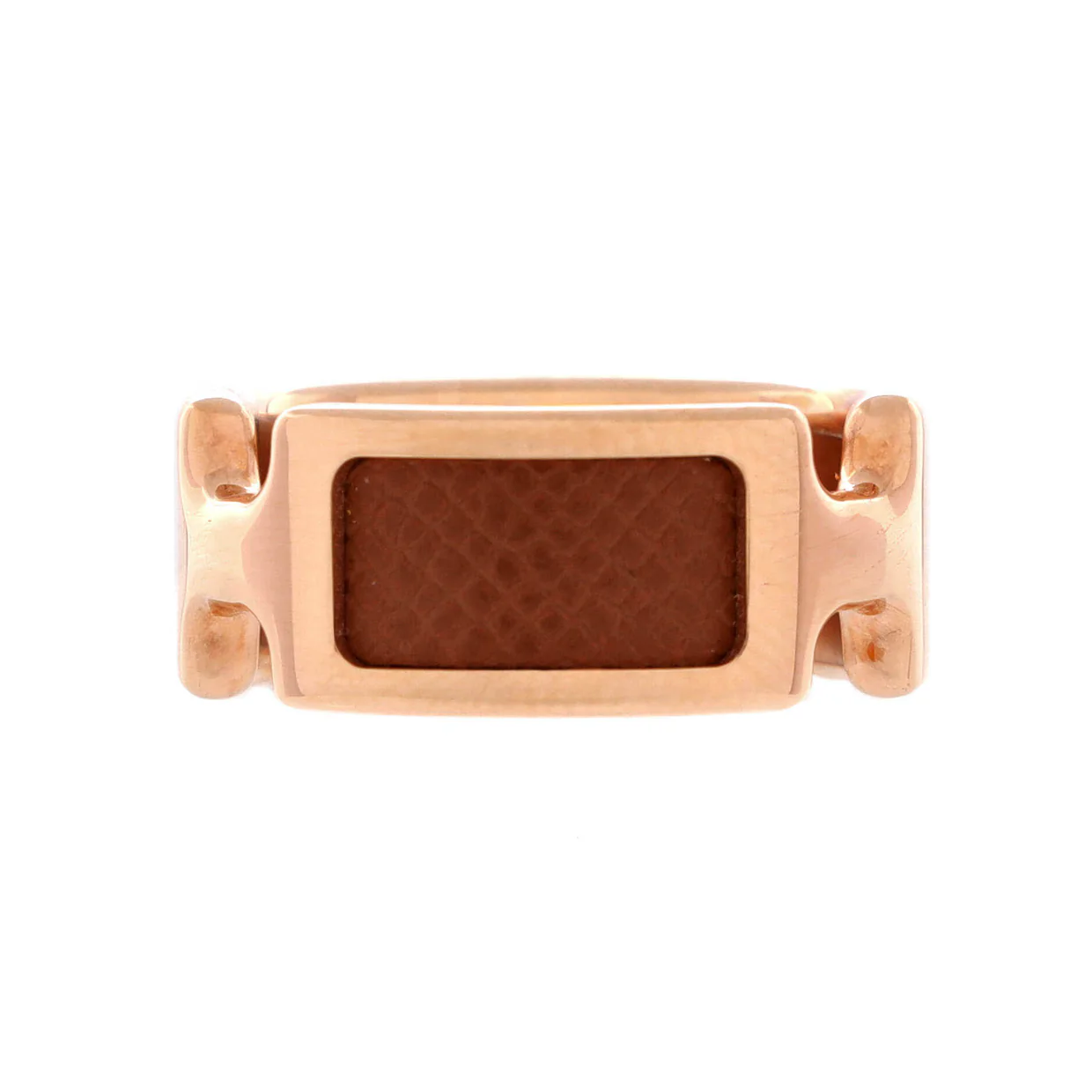 Olympe Ring Plated Metal and Leather - Deep Luxury