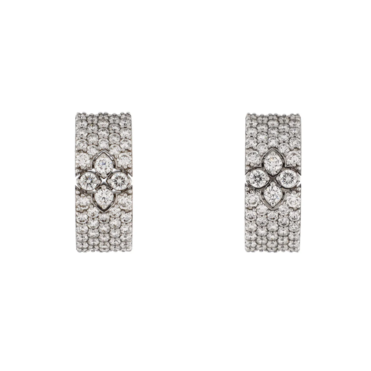 Love in Verona Hoop Earrings 18K White Gold with Pave Diamonds Small - Deep Luxury