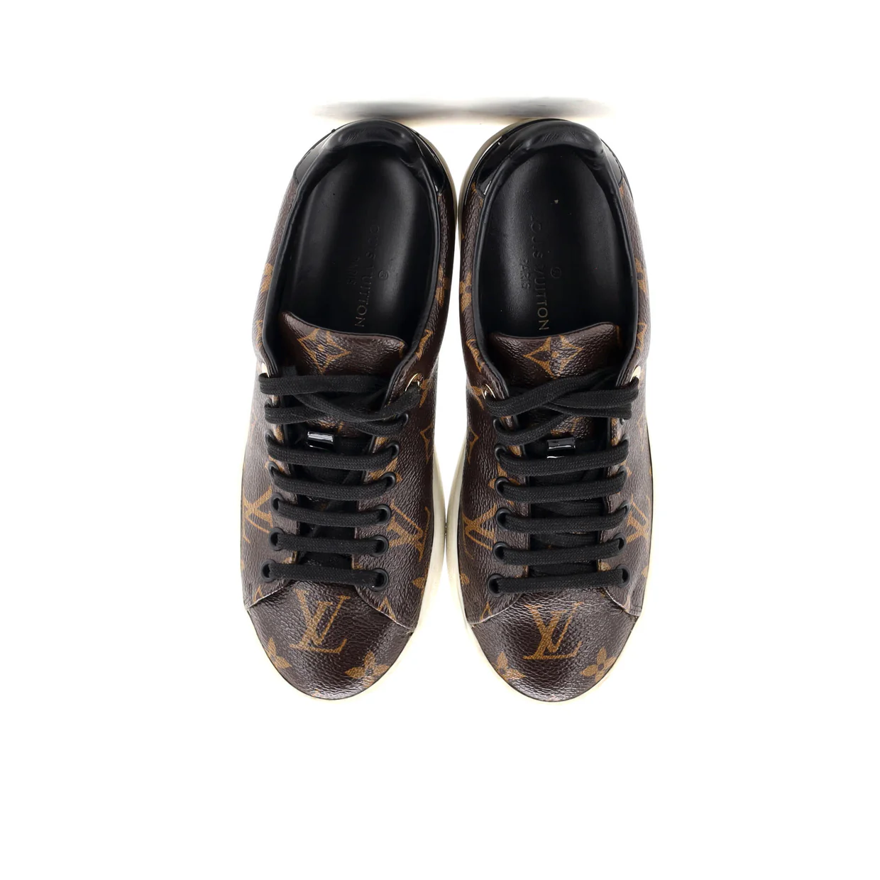 Women's FrontRow Sneakers Monogram Canvas with Patent - Deep Luxury