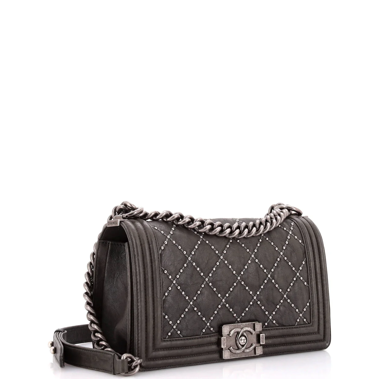 Boy Flap Bag Studded Quilted Distressed Calfskin Old Medium - Deep Luxury