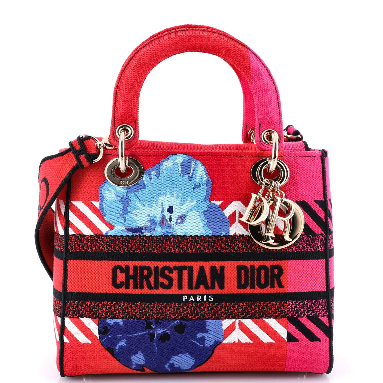 Lady D-Lite Bag Embroidered Canvas Medium - Deep Luxury
