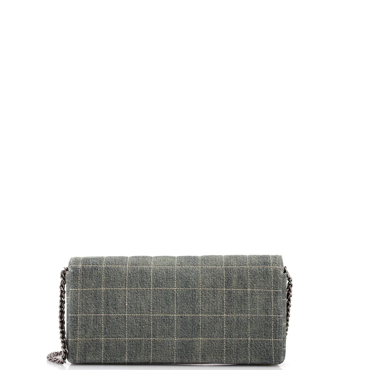 Chocolate Bar Flap Bag Quilted Denim East West - Deep Luxury