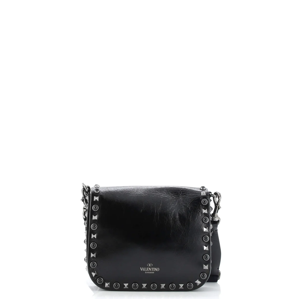 Rolling Rockstud Crossbody Bag Leather with Cabochons Small - Deep Luxury