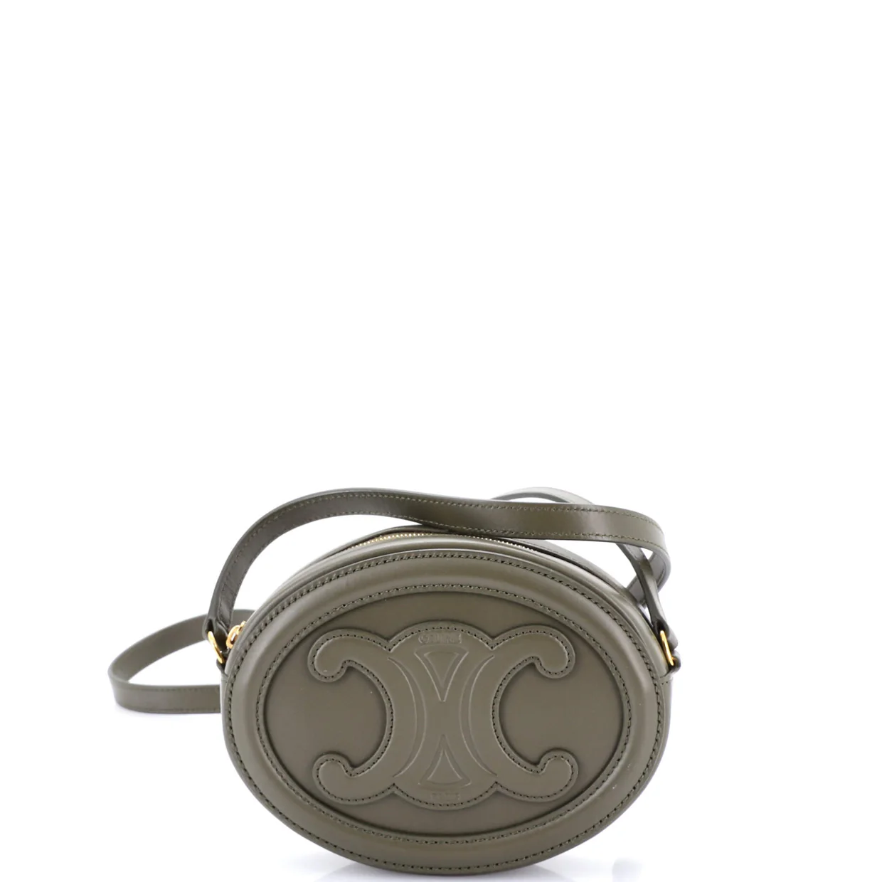 Triomphe Oval Crossbody Bag Leather Mini - Deep Luxury