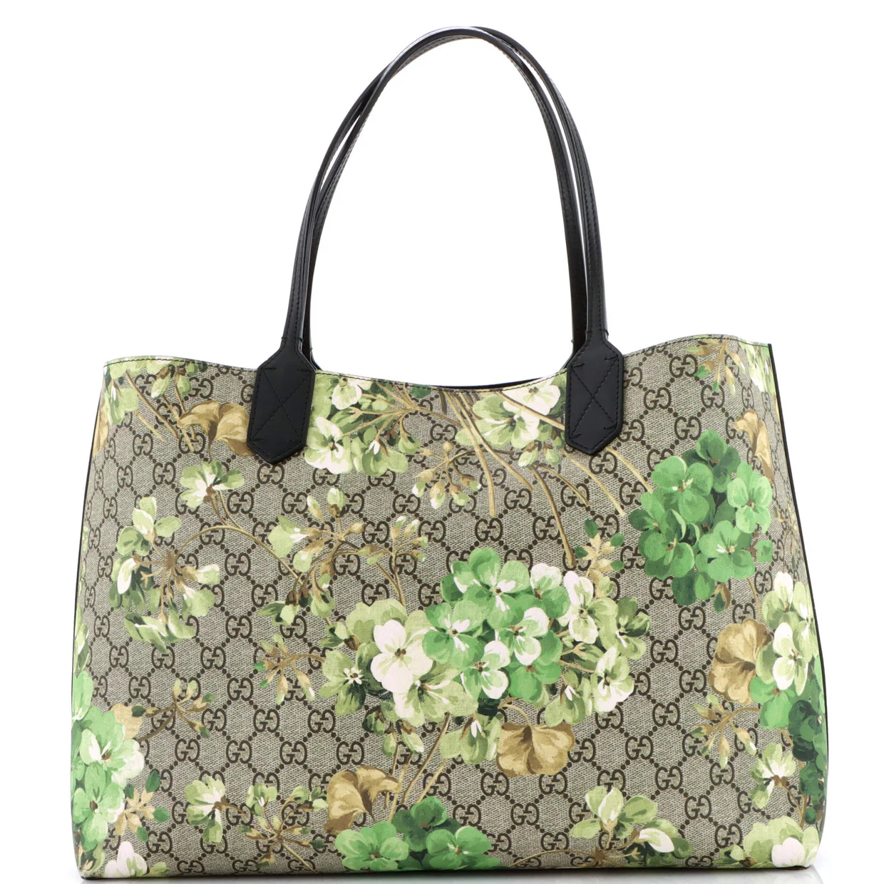 Reversible Tote Blooms Print GG Coated Canvas Medium - Deep Luxury