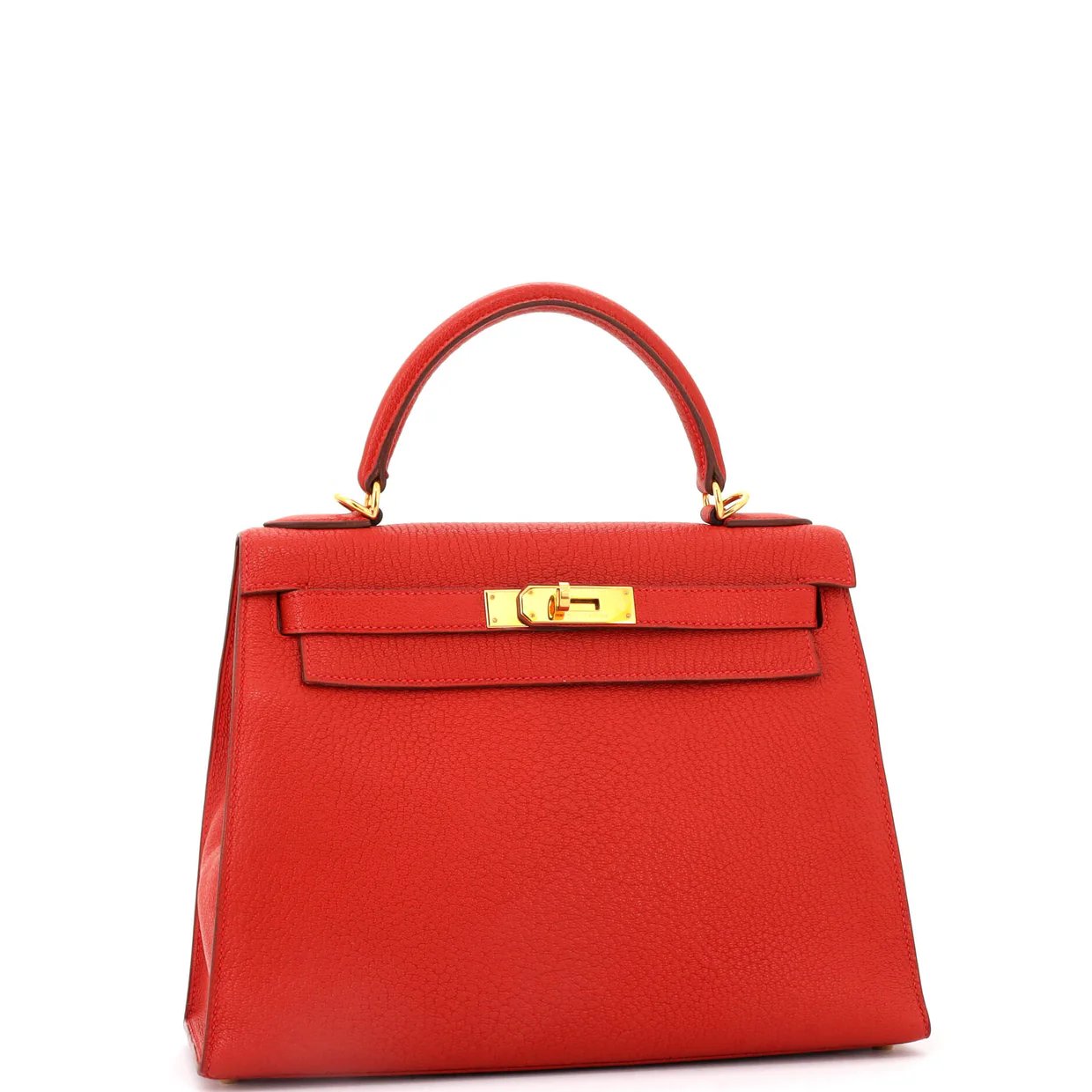 Kelly Handbag Rouge Vif Chevre de Coromandel with Gold Hardware 28 - Deep Luxury