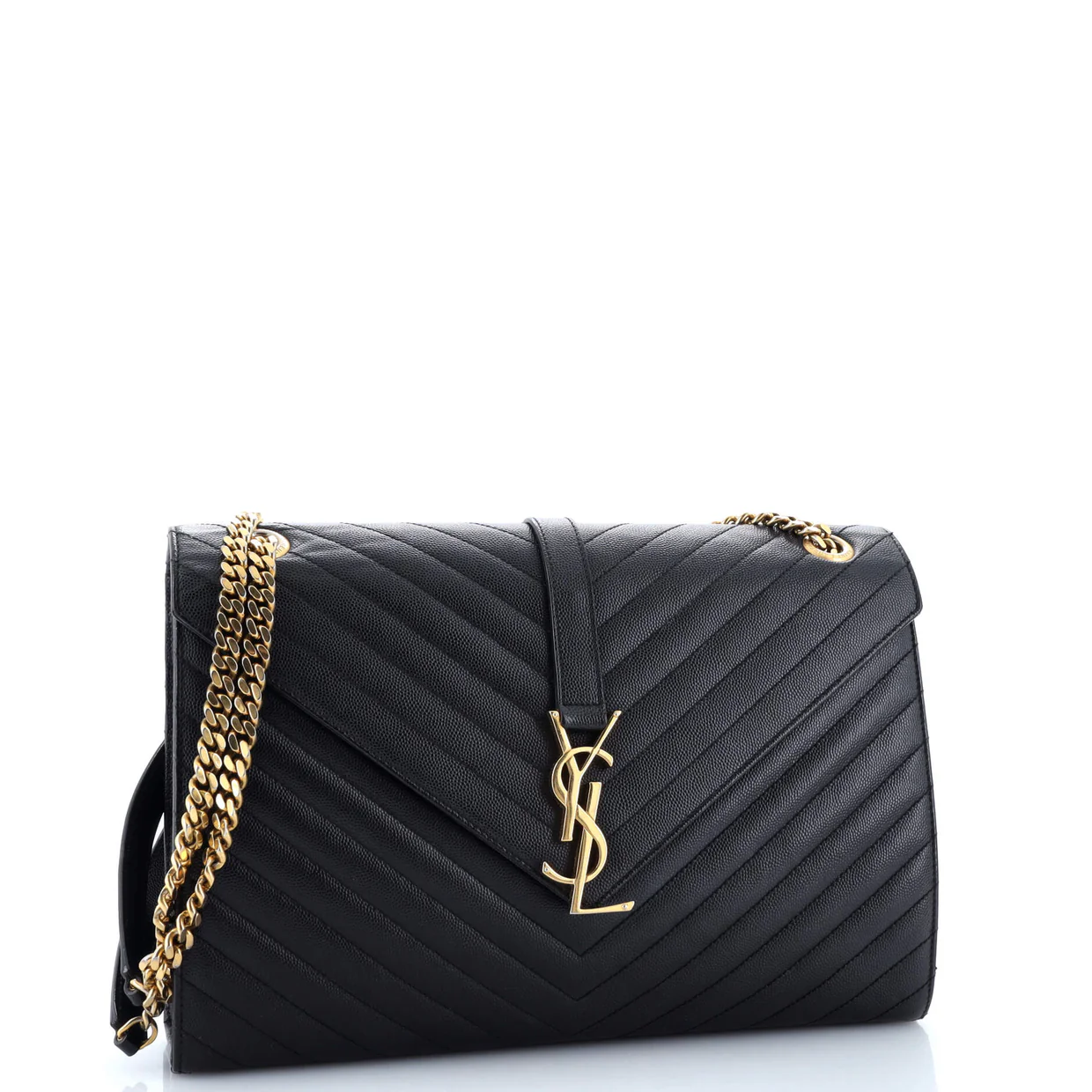 Classic Monogram Envelope Satchel Matelasse Chevron Leather Large - Deep Luxury