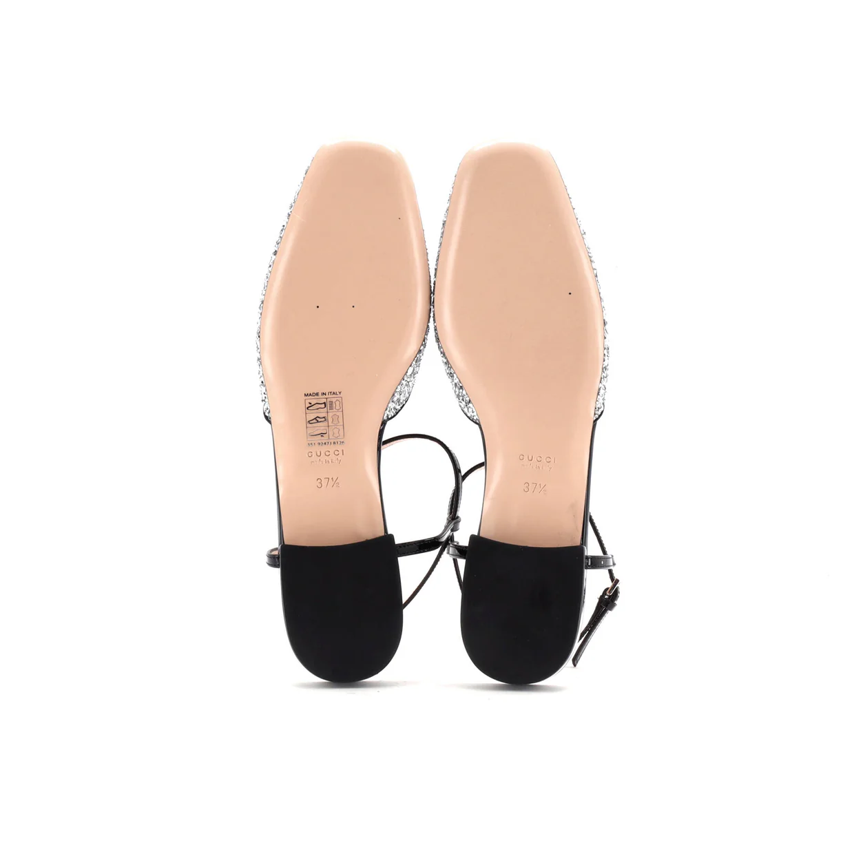 Women's GG Slingback Flats Glitter and Patent - Deep Luxury