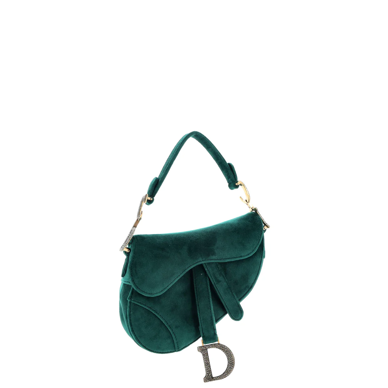 Saddle Handbag Velvet with Crystals Mini - Deep Luxury