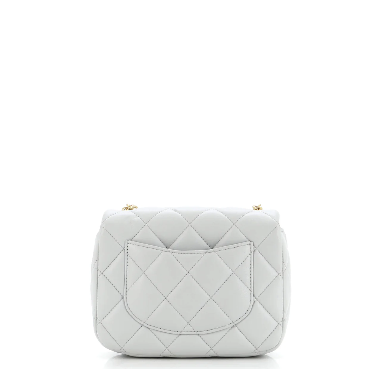 CC Enamel Pearl Charm Me Square Flap Bag Quilted Lambskin Mini - Deep Luxury