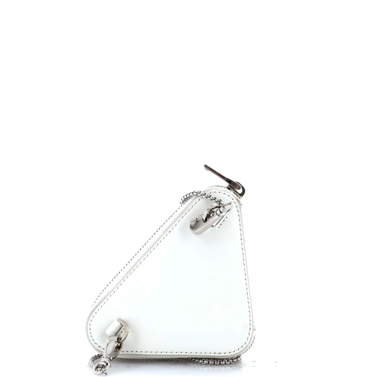 Triangle Pouch Bag with Chain Brushed Leather Mini - Deep Luxury