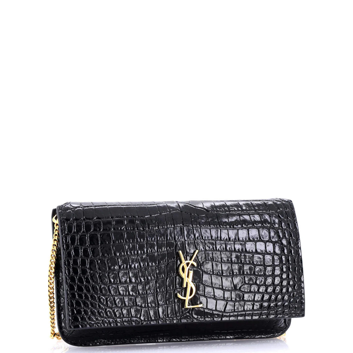 Classic Monogram Phone Holder Shoulder Bag Crocodile Embossed Leather - Deep Luxury