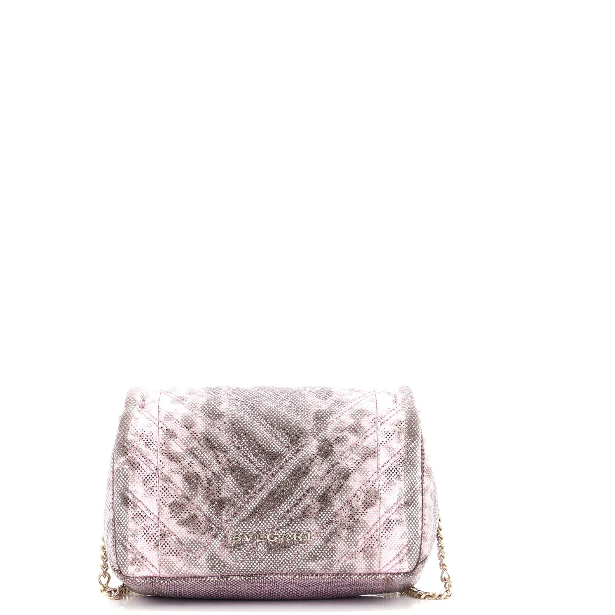 Serpenti Cabochon Shoulder Bag Diagonal Quilted Metallic Karung Small - Deep Luxury