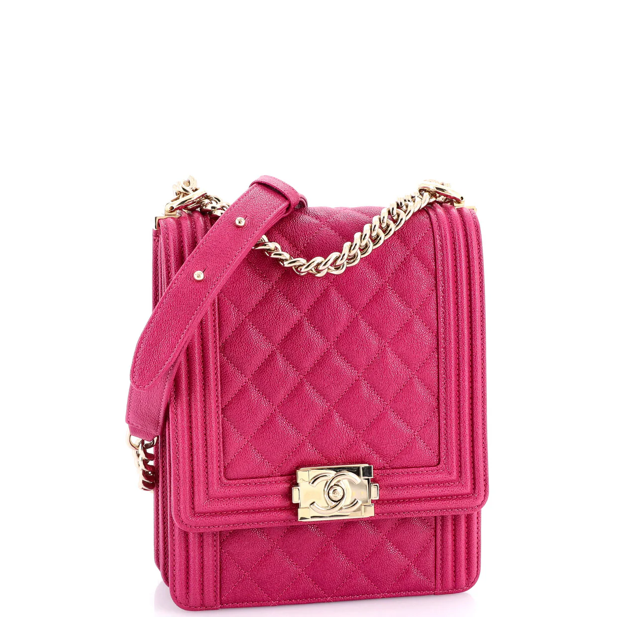 North South Boy Flap Bag Quilted Caviar Small - Deep Luxury