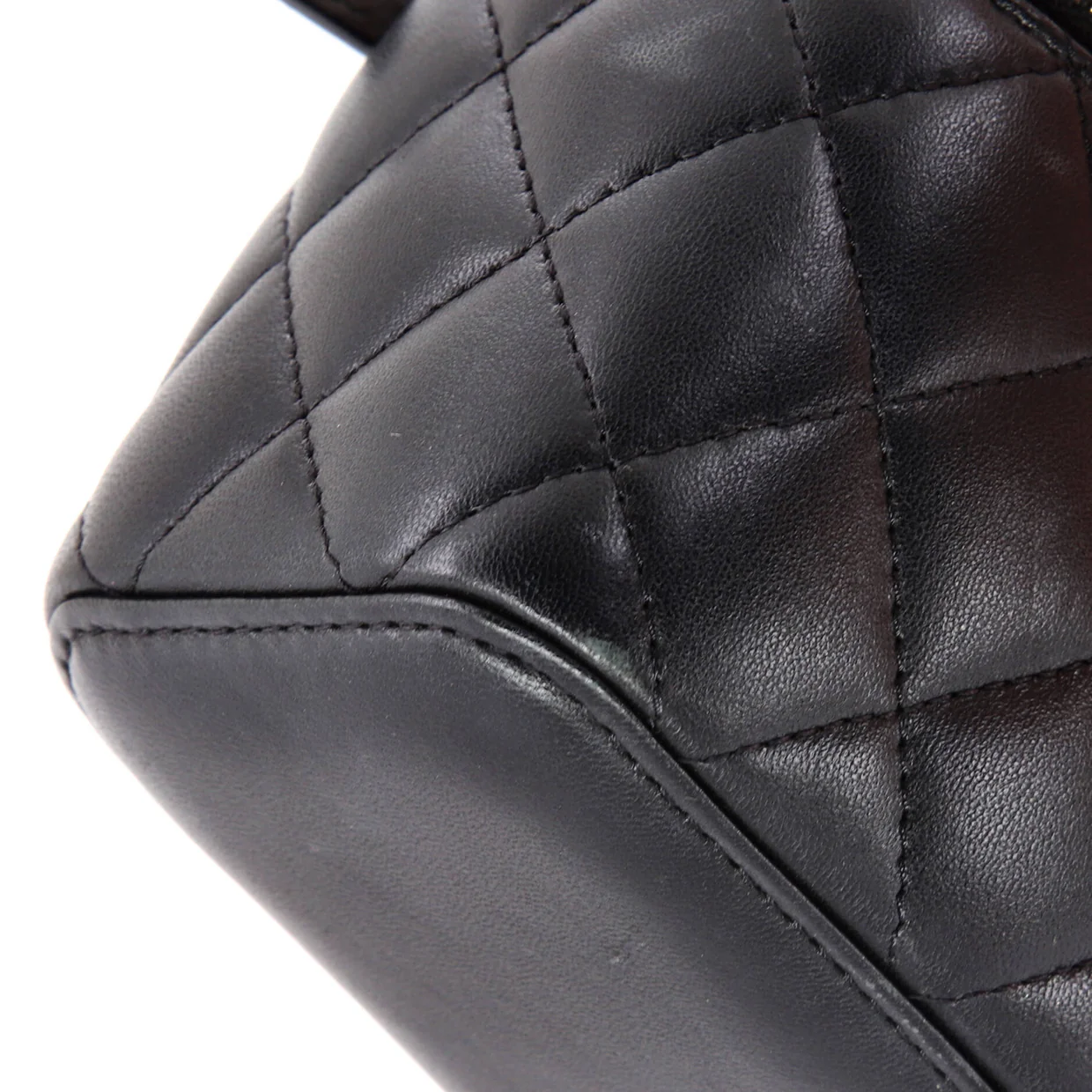 Classic Top Handle Vanity Case with Chain Quilted Lambskin Mini - Deep Luxury