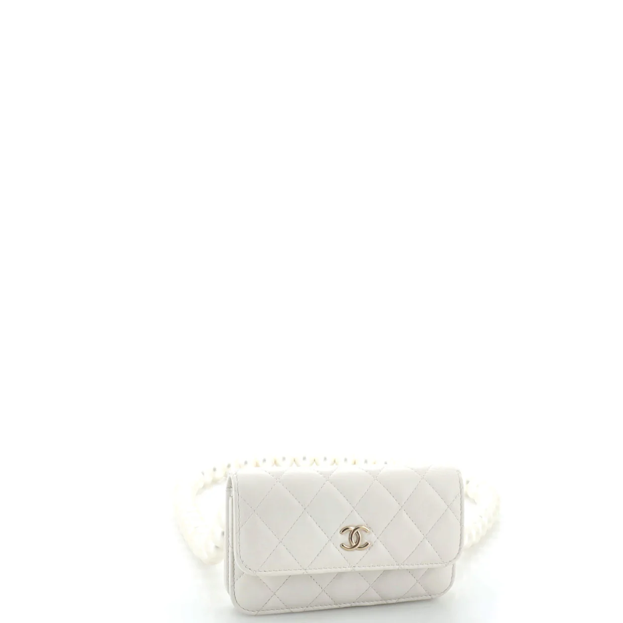 Pearl Strap Clutch with Chain Quilted Calfskin - Deep Luxury