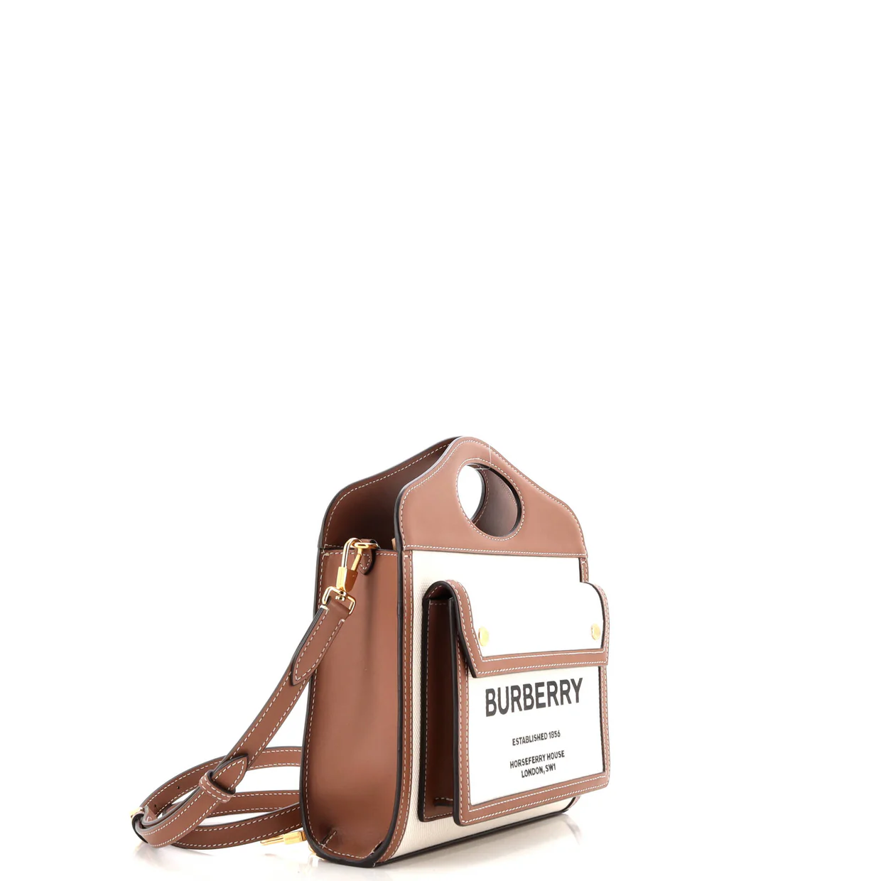 Logo Pocket Tote Canvas with Leather Mini - Deep Luxury