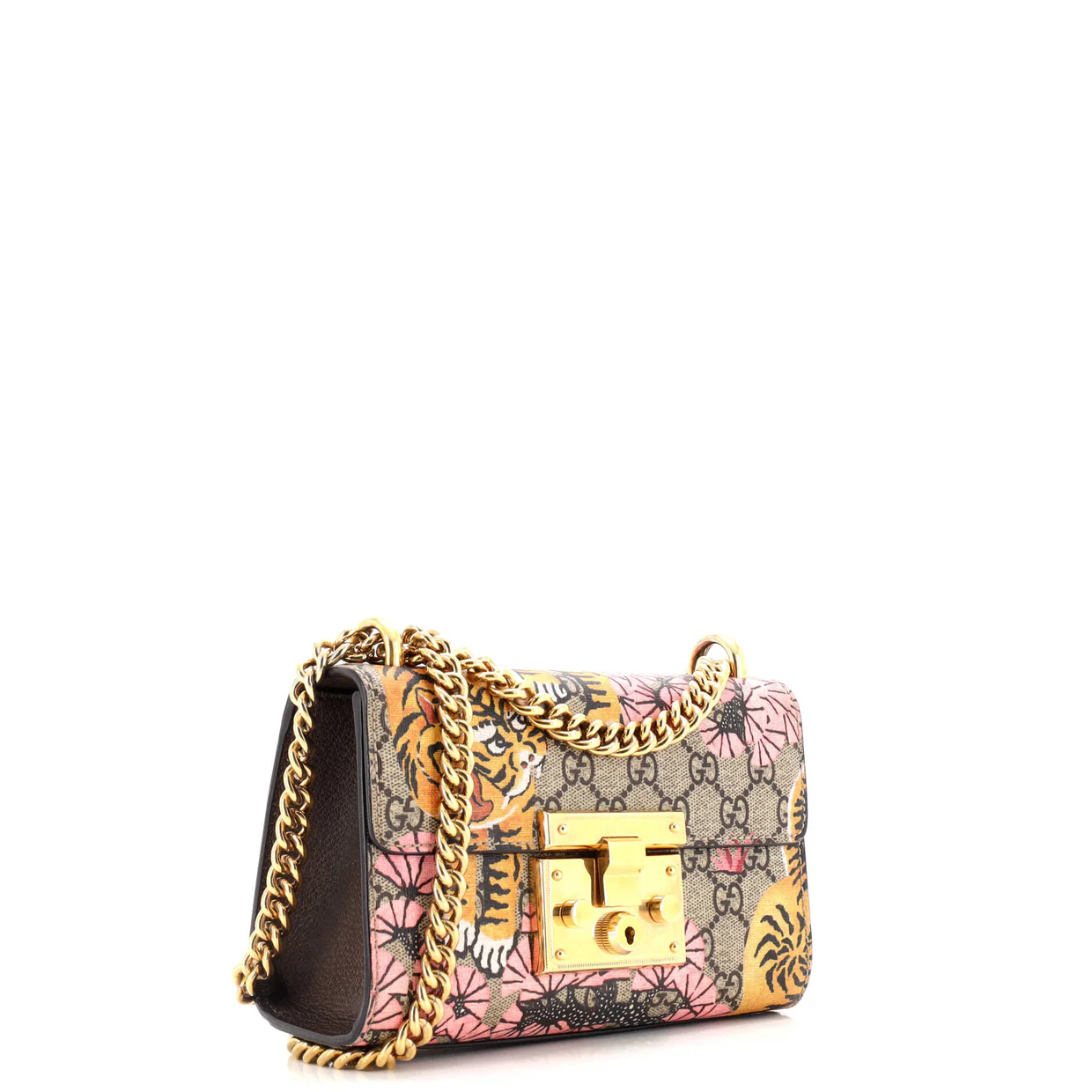 Padlock Shoulder Bag Bengal Print GG Coated Canvas Small - Deep Luxury