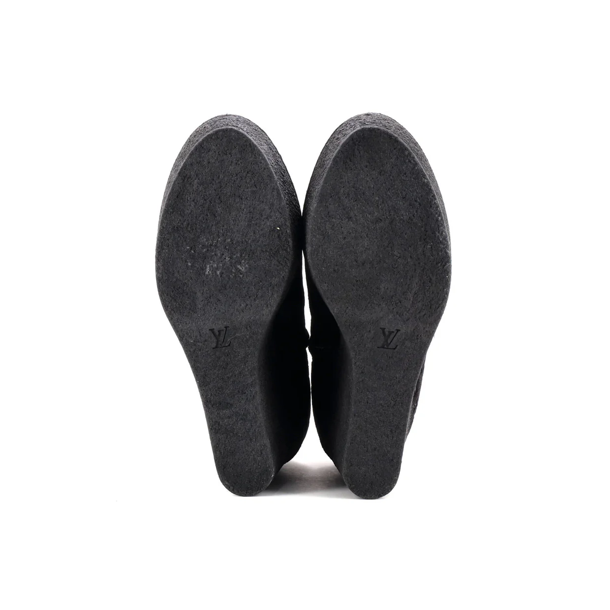 Women's Ankle Wedge Platform Boots Monogram Embossed Suede - Deep Luxury