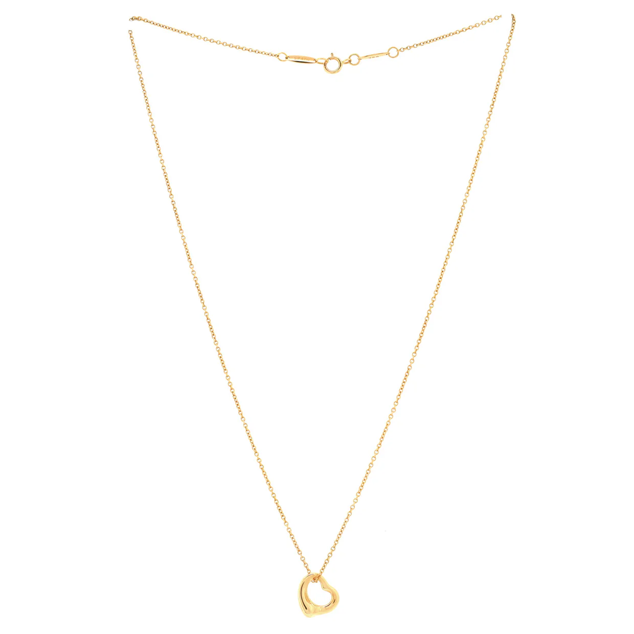 Elsa Peretti Open Heart Pendant Necklace 18K Rose Gold 11mm - Deep Luxury