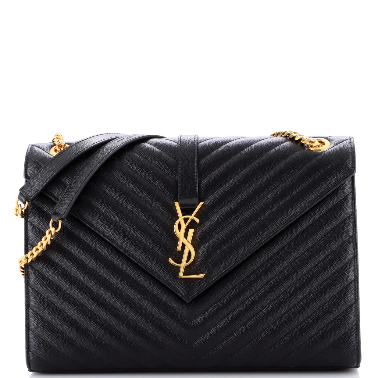 Classic Monogram Envelope Satchel Matelasse Chevron Leather Large - Deep Luxury