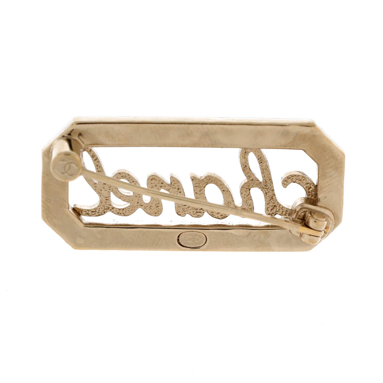 Swirling Logo Brooch Metal with Crystal and Faux Pearls - Deep Luxury