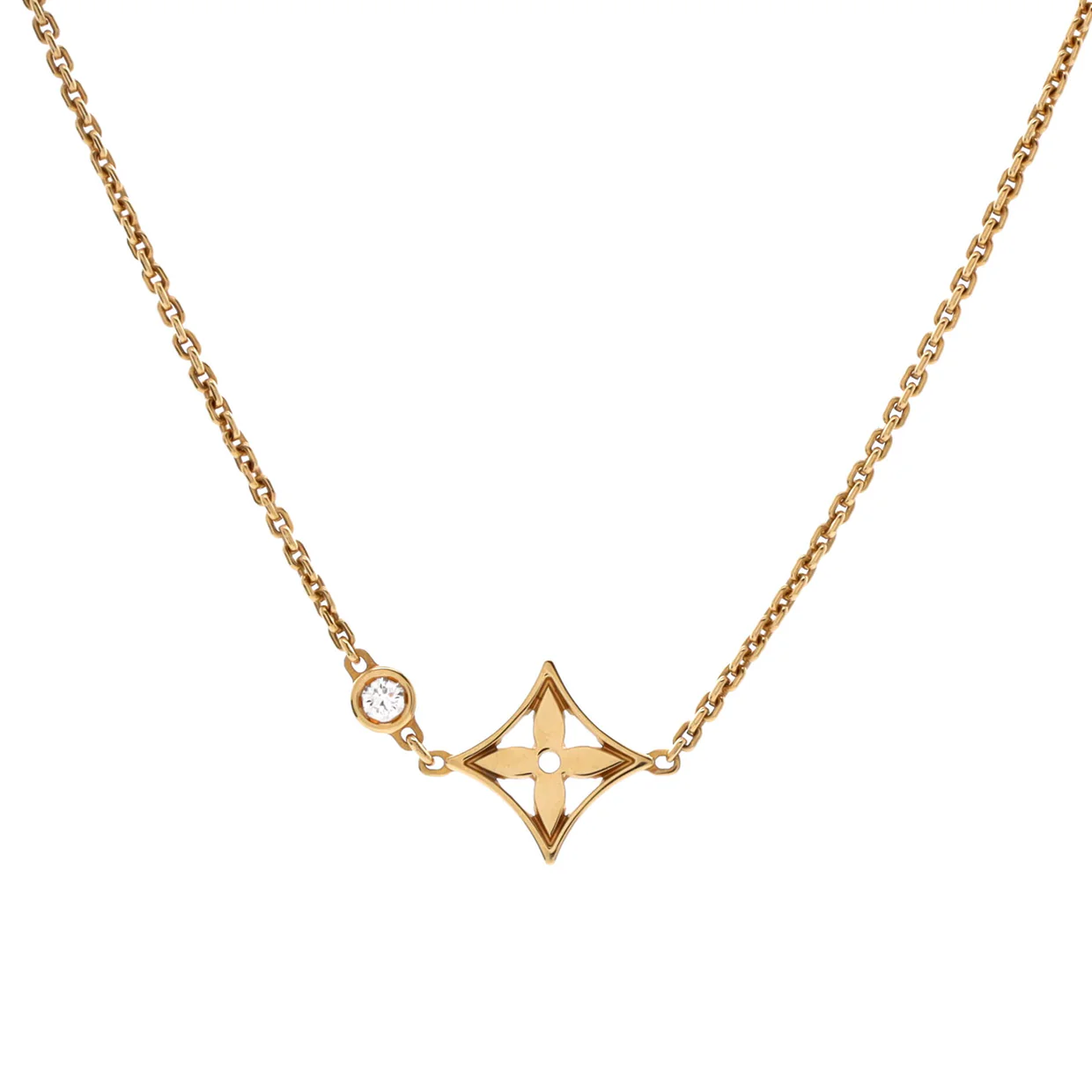 Idylle Blossom Pendant Necklace 18K Yellow Gold with Diamond - Deep Luxury