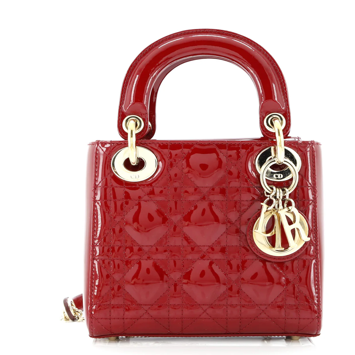 Lady Dior Chain Bag Cannage Quilt Patent Mini - Deep Luxury