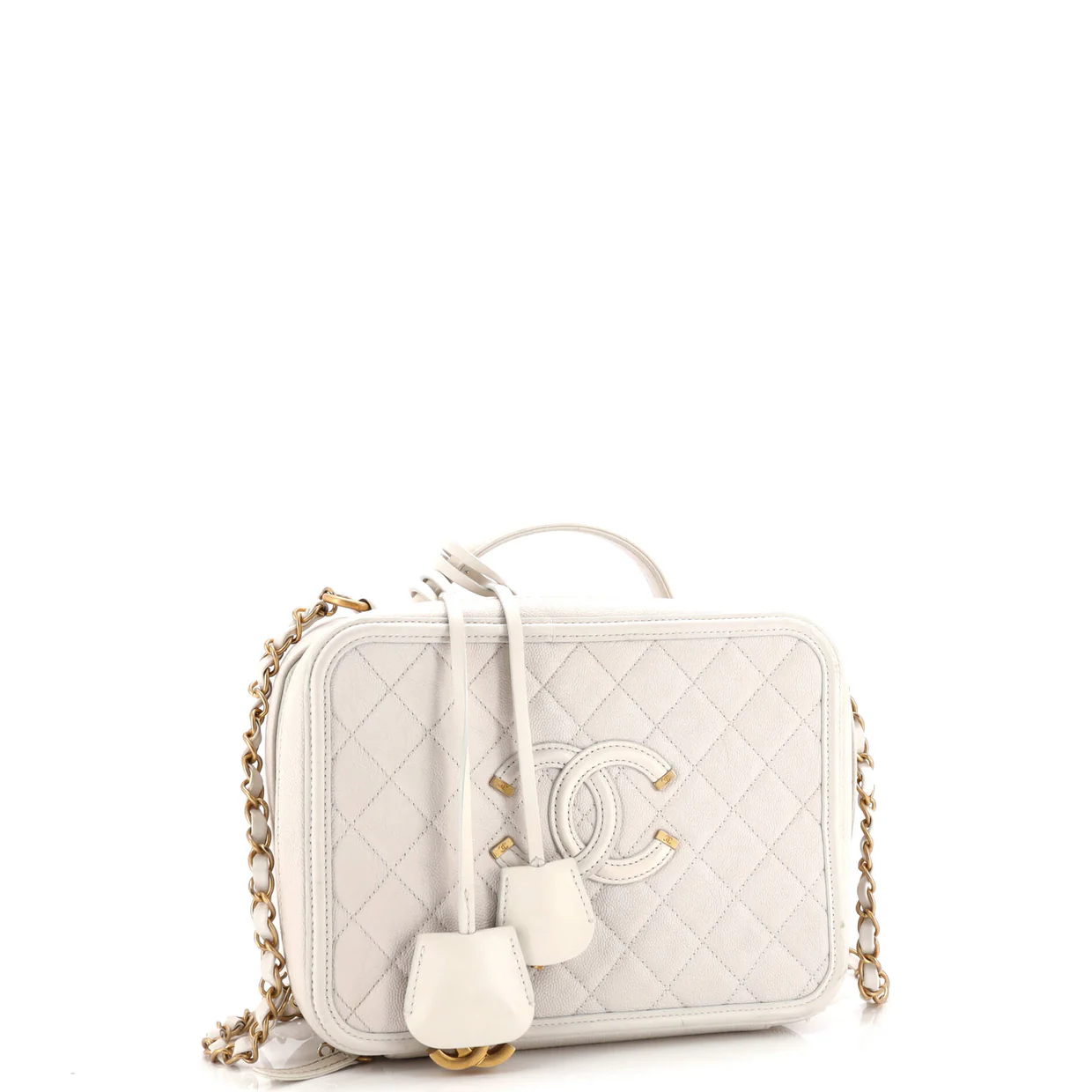 Filigree Vanity Case Quilted Caviar Large - Deep Luxury